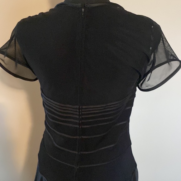 Tadashi Black evening gown long, mesh stripes beautiful, s:L - Picture 3 of 7